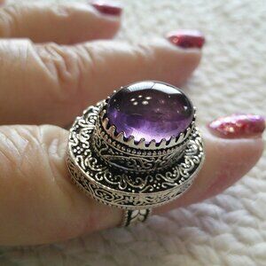 Ornate AMETHYST Handmade Sterling 925 Ring Sizer 6.5 #409E